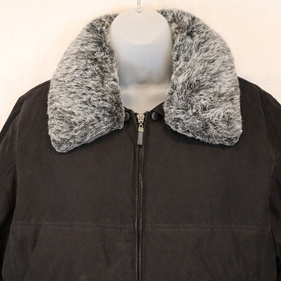Esprit Black Down Filled Coat Warm Winter Coat Faux Fur Collar Removable Collar - Picture 2 of 12
